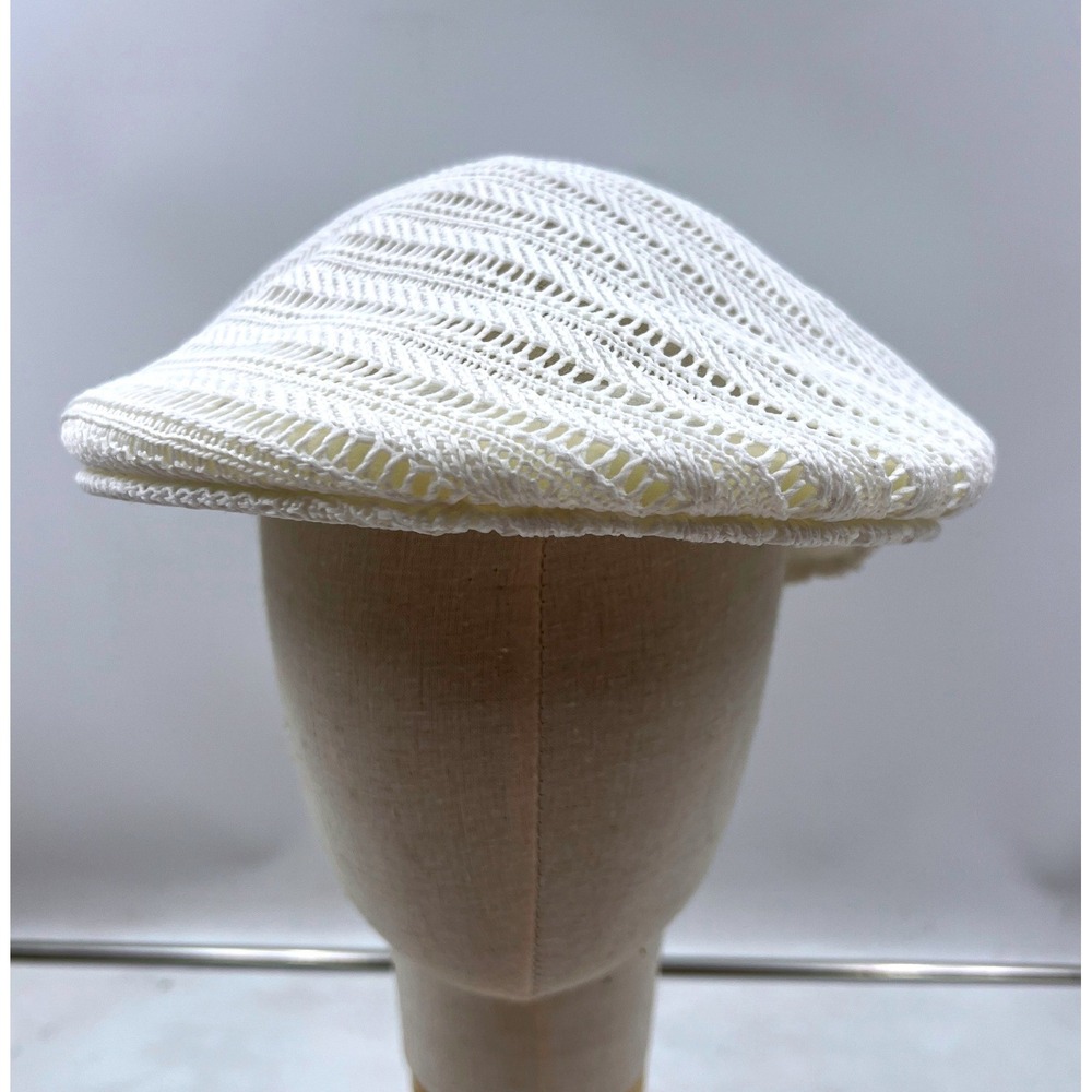 Kenneth Cole AWEAR2 Gatsby Cap Men's Large White Open Knit Ivy Driving Hat NWT